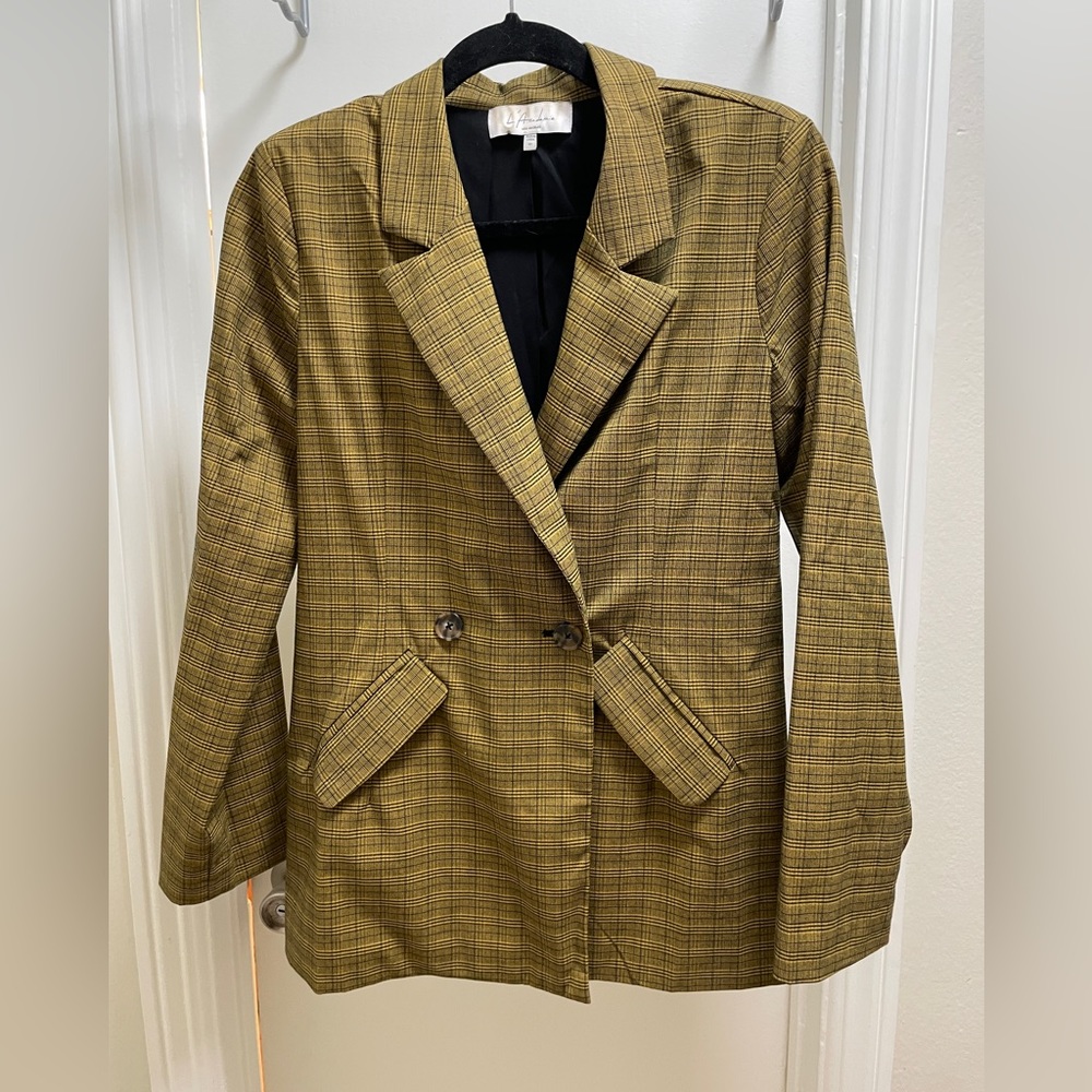 L’academie yellow plaid blazer